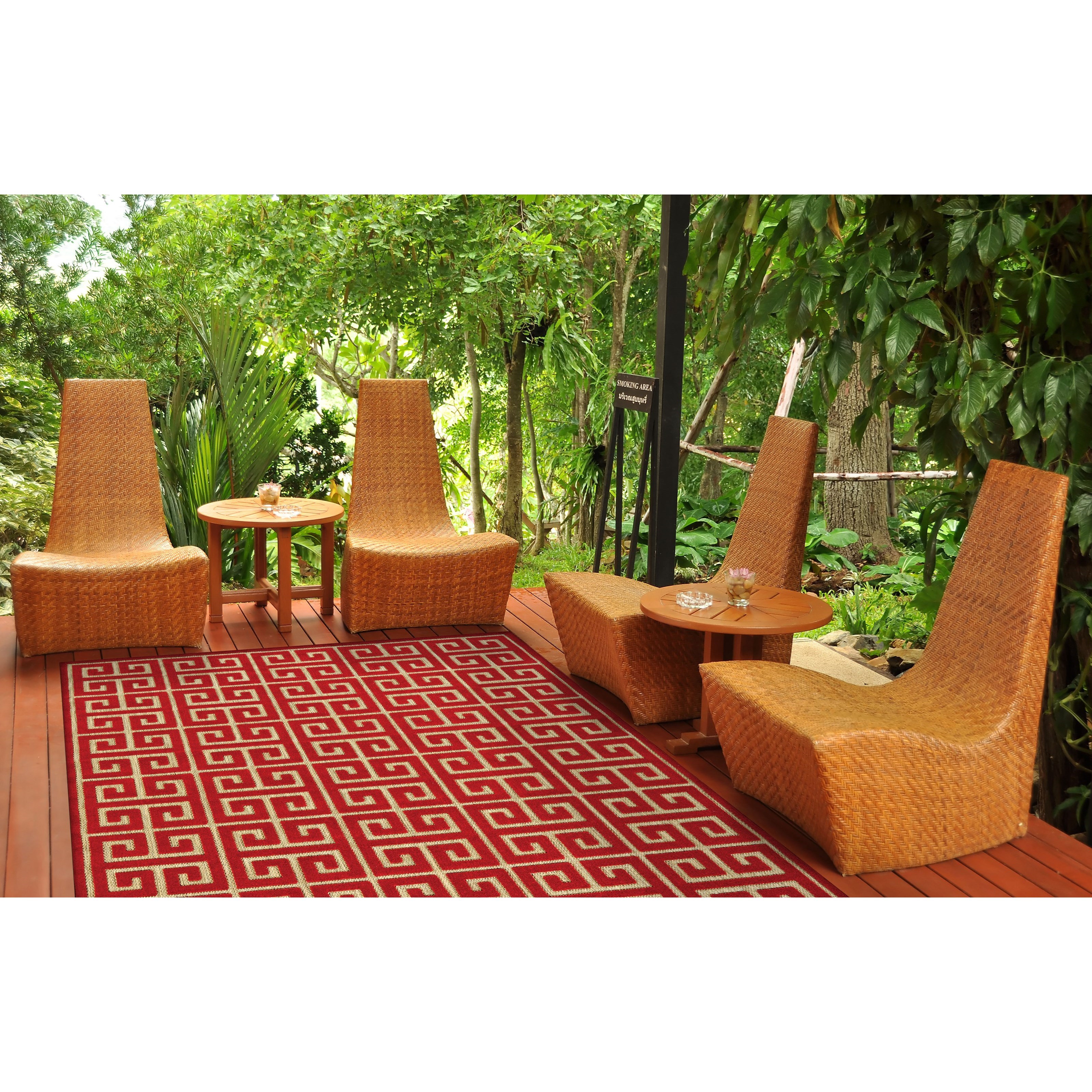 Tan/Red 2'-1" X 4' Area Rug